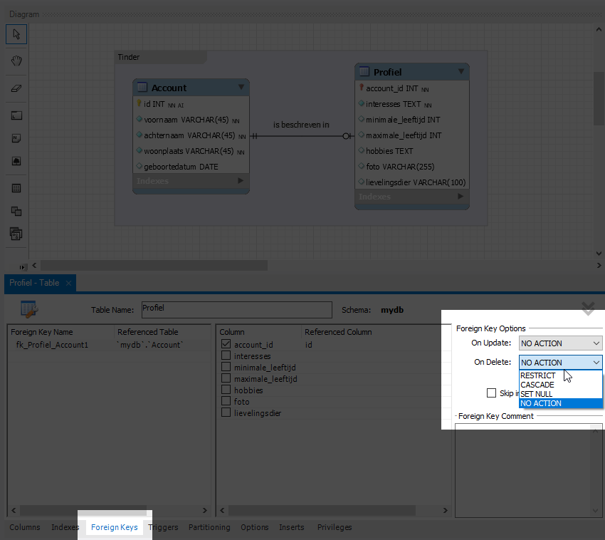 MySQL Workbench Relation