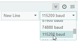 Select baudrate in Arduino IDE