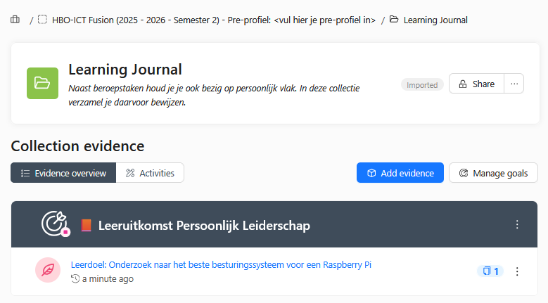 Leerdoel in Portflow koppelen aan Persoonlijk Leiderschap