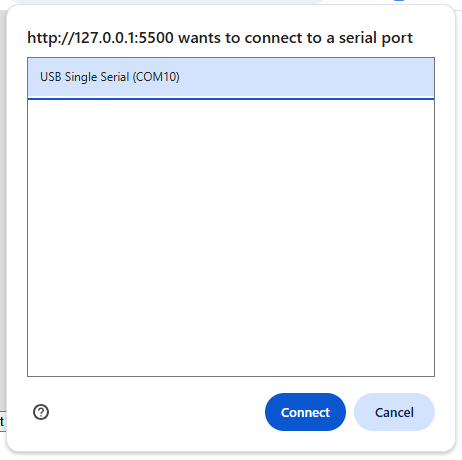 WebSerial poort openen